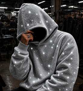 Sudadera con capucha y cremallera para hombre con estampado Galaxy, estilo oversize, casual, de punto, 100% algodón, para verano, estilo urbano - Product Image 2