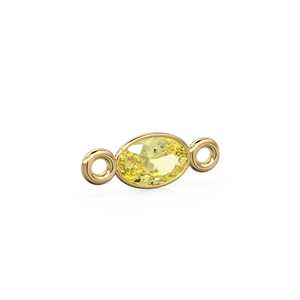 Conector espaciador de cuarzo limón en oro macizo de 18k / Componente para pulsera hecho a mano / Componentes de oro para collar / Gema amarilla 4x6MM Marzo - Product Image 6