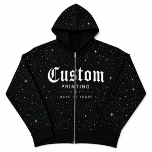 เสื้อฮู้ดดี้ผ้าฟลีซคอตตอน 100% สไตล์วินเทจแบบสั่งทำพิเศษ ปักลายเทรนดี้ พิมพ์ลายดิจิทัลทั่วตัว ประดับดาวคริสตัล  สำหรับทุกเพศ - Product Image 1