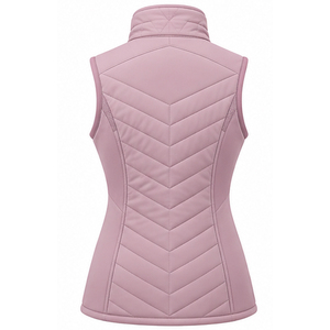 Chaleco Acolchado Rosa para Mujer, Cuello Alto, Sin Mangas, Cortavientos, Deportivo - Product Image 2