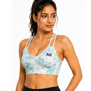 OEM seamless sports bra Scoop neck racerback Zip front medium support Breathable fitness workout wear Nofyan Ind 2026 - Product Image 3