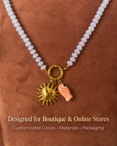 Collier de perles en pierres précieuses personnalisé à faible MOQ, production rapide, collier de perles en pierre naturelle avec breloque pour bijoux de marque privée - Product Image 4