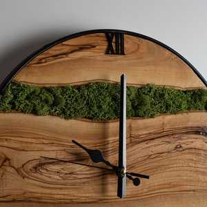 Natural Moss Wooden Wall <b>Clock</b> Handmade 3D Mechanical Rustic Forest Inspired Timepiece Botanical Home Decor Modern Artisan - Product Image 3