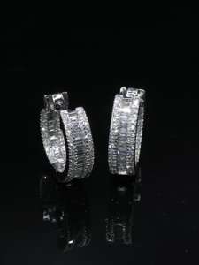 Baguette Round Cut Lab Grown <b>Huggie</b> Earrings Iced Out Hoop Earrings Women's VVS Moissanite 10k 14k 18k Hip Hop Jewelry Wholesale - Product Image 4