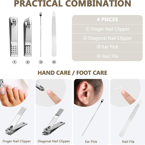 Premium Japanese Stainless Steel Nail Clippers Leather Travel Case Nail File Ear Pick Compact Manicure Kits - Product Image 4