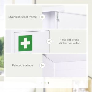 Armadietto Portamedicinali da Parete con Serratura, 3 Ripiani, Contenitore Pronto Soccorso in Acciaio Laminato a Freddo, Organizzazione Cucina - Product Image 5