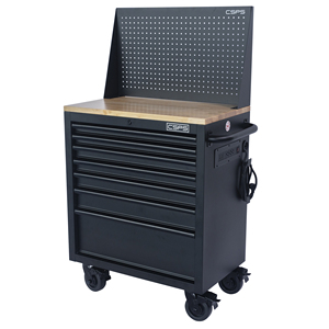 Armoire à outils en acier noir mat avec revêtement en poudre, 7 tiroirs, 76 cm, avec poignées noires, pour la famille - Product Image 3