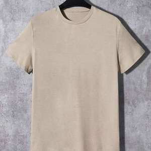Ensemble chemise décontractée d'été en tricot de couleur unie beige pour homme avec short noir personnalisable - Product Image 5