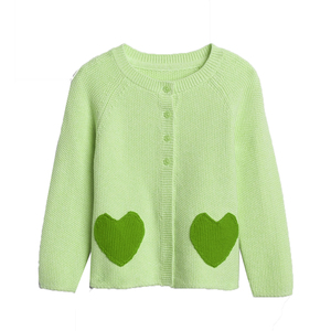 Women Knitted Cotton/Wool <b>Cardigan</b> Sweater <b>Heart</b> Embroidery Button for Sorority Fraternity Wear Front Logo school campus styles - Product Image 2