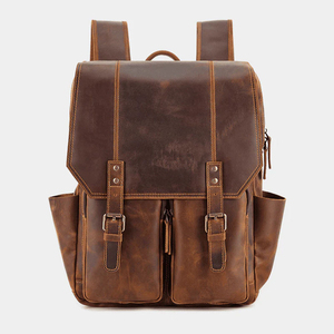 Mochila Vintage de Cuero Genuino Unisex, 36-55L, Cierre de Cremallera y Broche, Múltiples Bolsillos, Uso Diario - Product Image 1