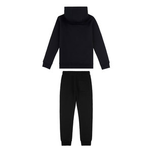 Boys <b>Black</b> Hooded Sweatshirt Set Solid Color Full Sleeve Casual Drawstring <b>Pants</b> Regular Fit Autumn Wear 100% Cotton - Product Image 3