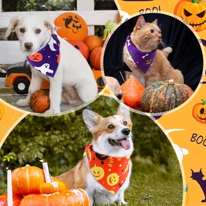 Bandanas d'Halloween personnalisées pour animaux de compagnie – Foulards imprimés citrouille, fantôme, chauve-souris pour chiens et chats – Accessoire saisonnier en gros - Product Image 4