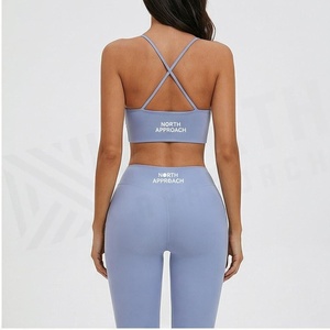 Ensemble de yoga 2 pièces North Approach, fermeture éclair intégrale sur le devant, noir uni, tissu respirant, vêtements de sport pour femmes - Product Image 2