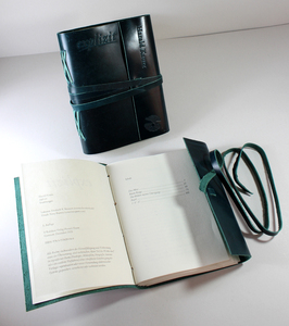 สมุดบันทึกปกหนังแท้จาก Cameron Exports พร้อมโลโก้ลายนูนและสายรัดปิด - Product Image 3