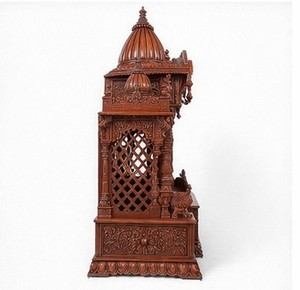 Mandapam de madera de teca de diseño indio del Sur personalizado para el hogar DST Exports Mandir Temple Storage Cabinet Estantes Elegantes de gran tamaño - Product Image 4