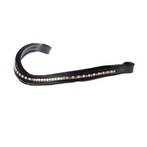 Handmade Good Quality Leather Horse Brow band With Padded And 2 Colored Combo Crystals & Studs Work Manufacturer & Supplier