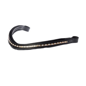 Handmade Good Quality Leather Horse Brow Band With Padded and 2 Colored Combo Crystals & Studs Work Manufacturer & Supplier - Product Image 1