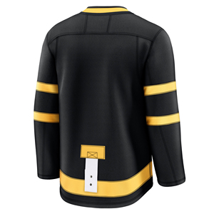Maillot de hockey sur glace noir uni à col en V, coupe classique, nouveau style, sublimation personnalisée, séchage rapide, polyester/nylon, unisexe - Product Image 3
