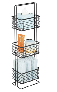 OEM/ODM Vietnam Decorative 3 Tier Metal <b>Storage</b> Organizer Basket Vertical Standing Bathroom Shelving <b>Unit</b> for Home Use - Product Image 4