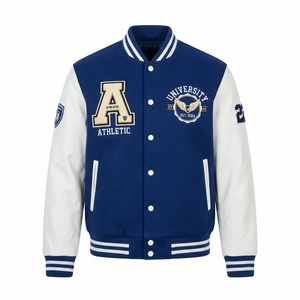 Blouson universitaire personnalisé en laine avec manches en cuir PU, vente en gros OEM ODM, pour homme, style vintage Letterman, veste bomber décontractée - Product Image 1
