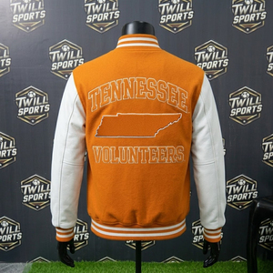 Tennessee Volunteers Varsity <b>Jacket</b> Men's Orange <b>White</b> Sleeve Embroidered Letterman Bomber Autumn Casual Wear - Product Image 3
