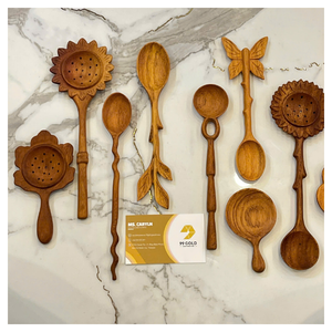 ช้อนไม้แกะสลักรูปหัวใจ งานแฮนด์เมดน่ารัก ใช้กับเครื่องล้างจานและเตาอบได้ เหมาะสำหรับเสิร์ฟและเป็นของขวัญ - CARYLN - Product Image 1