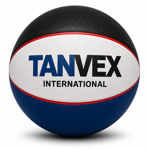 Ballon de basketball TANVEX avec revêtement en PVC, chambre à air en caoutchouc naturel, écologique, durable, design noir et blanc - Product Image 2