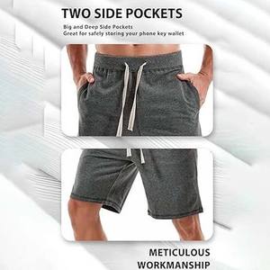 Pantalones Cortos Ligeros de Poliéster y Algodón para Hombre, Color Gris Carbón, Dos Bolsillos - Product Image 2