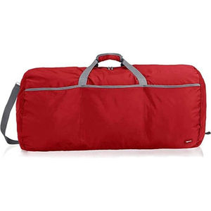 Sac de sport unisexe à prix abordable, rouge, en polyester, 40-55L, avec fermeture éclair, poignée souple, design uni décontracté, sangle réglable, durable - Product Image 1