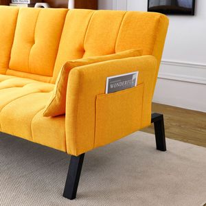 Divano Letto Multifunzionale in Cotone e Lino da 70 Pollici con Design Pieghevole, Portabicchieri e Vano Laterale per Trasformare Istantaneamente il Soggiorno - Product Image 5