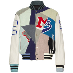 Custom Logo <b>Vintage</b> <b>Varsity</b> <b>Jacket</b> for Men Stand Collar Leather Sleeves Embroidery Autumn Letterman Baseball Style Couples - Product Image 2