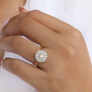 IGI/GIA Lab Grown Vintage 14K oro amarillo boda/anillo de compromiso corte diamante Unisex anillos finos para fiestas de aniversario - Product Image 1