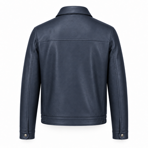 Premium Coated <b>Genuine</b> <b>Leather</b> <b>Jacket</b> <b>Men</b> Motorcycle Biker Fashion Outerwear Custom Wholesale Stand Collar Front Logo Waterproof - Product Image 2