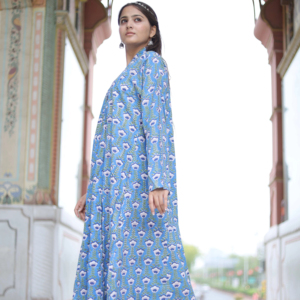 Dulce nuevo estilo de las mujeres con cuello en V Maxi vestido 100% algodón largo étnico estampado floral para fiestas y regalos - Product Image 1