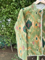 Veste d'hiver pour femme en velours premium tricoté matelassé en coton imprimé |   Vêtements d'extérieur floraux artisanaux faits à la main |   Boutique de luxe