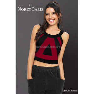 Fabzone Top informal sin mangas con bloques de color para mujer, modelo rojo FzTipsy 441fz - Product Image 3