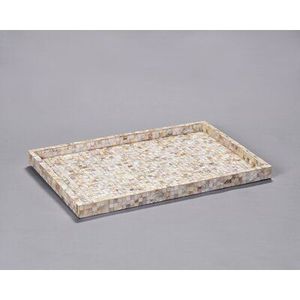 Bandeja decorativa de madera hecha a mano con incrustaciones de nácar auténtico para decoración interior de primera calidad - Product Image 3