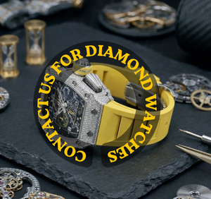 Reloj Cronógrafo Rectangular Personalizable con Diamantes Moissanite y Correa de Caucho Amarillo, Estilo Clásico, Regalo para Él - Product Image 3