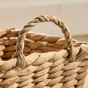 Natural Handwoven Water Hyacinth <b>Storage</b> <b>Basket</b> with Sturdy Braided Handles Decorative Woven Organizer Bin for Home <b>Storage</b> - Product Image 3