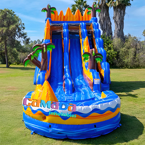 Tobogán Acuático Inflable Island OASIS de 20 pies o Toboganes Acuáticos Personalizados con Palmeras, Tobogán Inflable de PVC Resistente para Juegos Acuáticos al Aire Libre - Product Image 2