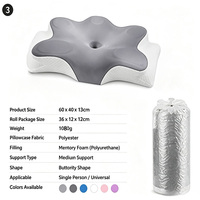 Almohada de Espuma Viscoelástica con Forma de Mariposa, Tamaño Individual, Soporte para el Cuello para Dormir de Lado