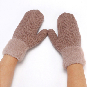 Mitaines tricotées d'hiver avec revers moelleux en coton/spandex pour femme – Chauffe-mains décontractés pour l'extérieur, longueur poignet, séchage rapide - Product Image 2