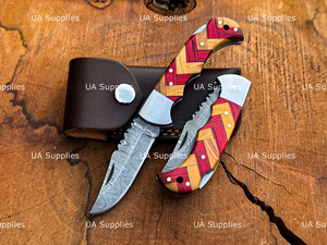 UA Supplies Industrial Grade Factory Direct Damascus Steel Folder Pocket Knife Hand Forged Back <b>Lock</b> Custom Logo 1 Year Warranty - Product Image 4