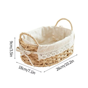 Cesta de Almacenamiento de Mimbre con Forro de Algodón de 26 cm, Organizador Rectangular de Estilo Clásico para Ordenar el Dormitorio - Product Image 1