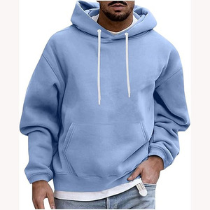 Sweat-shirts à capuche imprimés 100 % coton épais pour hommes, avec logo personnalisé, épaules tombantes, sans cordon, motif uni vierge - Product Image 1