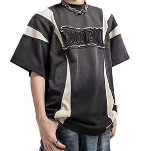 Best 100% Cotton Men's Embroidery T-<b>Shirts</b> with Letter Design Worsted Fabric Anti-Pilling Casual Style - Product Image 2
