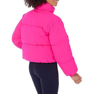 Doudoune rose à col roulé et manches lanternes, manteau d'hiver épais, coupe décontractée, couleur unie, style pull - Product Image 3