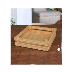 Bandeja de servicio de madera de pino elegante de primera calidad, bandeja decorativa cuadrada para bodas, decoraciones de mesa de comedor Ramadán Diwali - Product Image 1