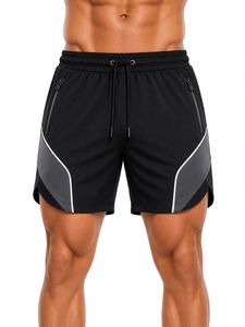 Pantalones Cortos Deportivos para Hombre, Grises, Ecológicos, de Lona, de Secado Rápido, con Bolsillos con Cierre, Cintura Elástica, Largo Medio, para Entrenamiento Atlético - Product Image 4