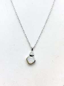 Reversible Sterling Silver Opal Necklace Blue White Stone Pendant Double Sided Jewelry Women Gift Wholesale - Product Image 3